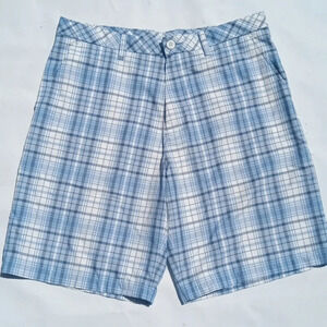 NWOT- Ashworth blue and white plaid dress shorts. Size 36.  C227​​​​​